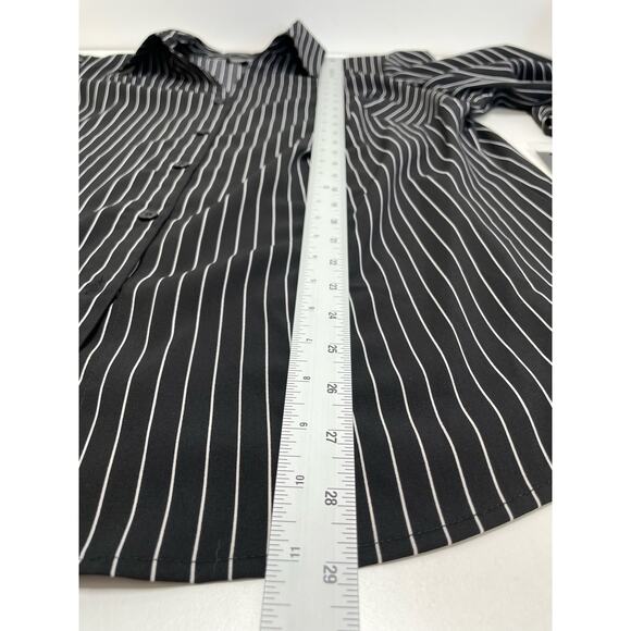 Elementz Stretch High Low Button Front Shirt Striped Black Women's Size 2X NWT - Picture 8 of 10